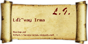 Lévay Irma névjegykártya