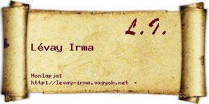 Lévay Irma névjegykártya